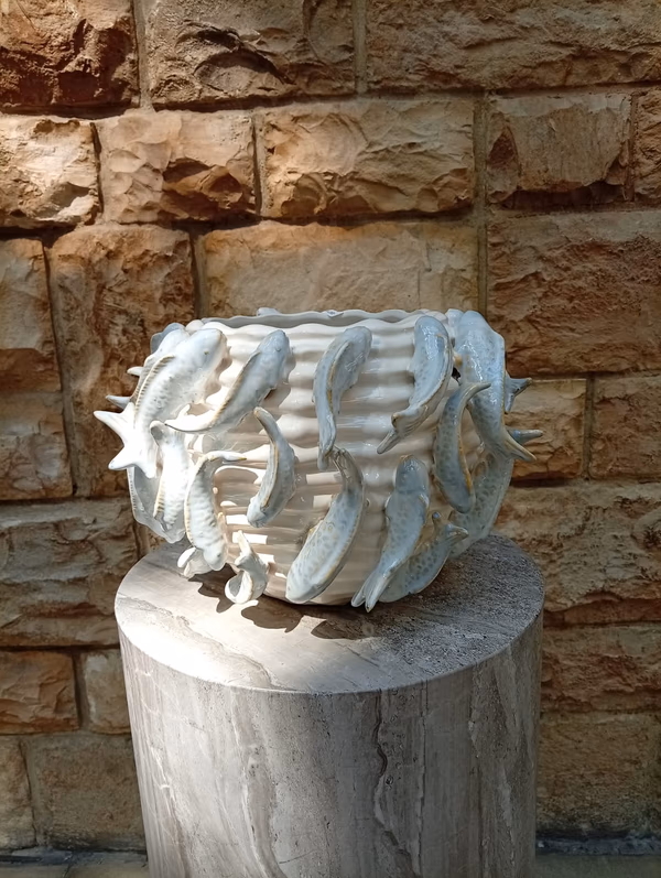 Rippling Fish Ceramic Vase Large