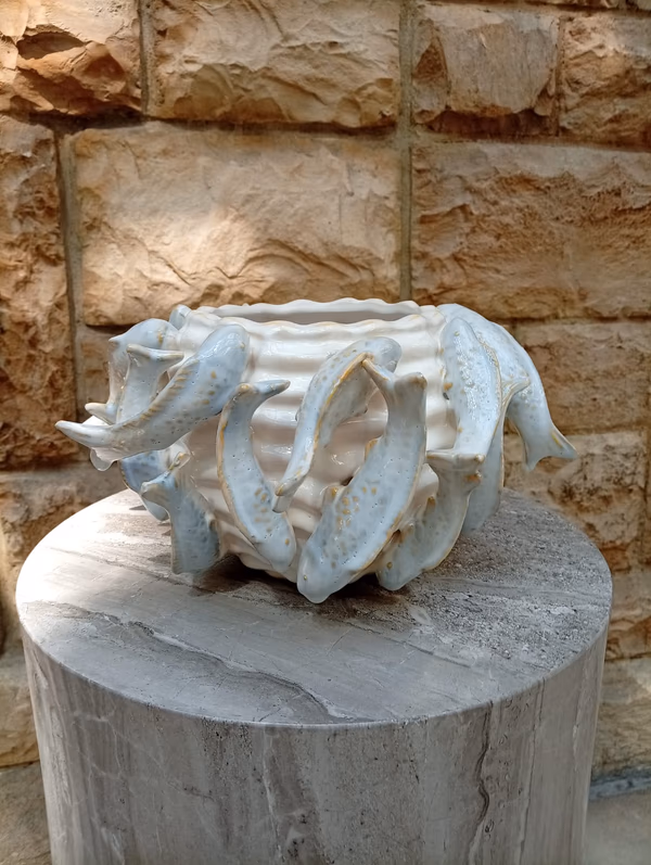 Rippling Fish Ceramic Vase Small